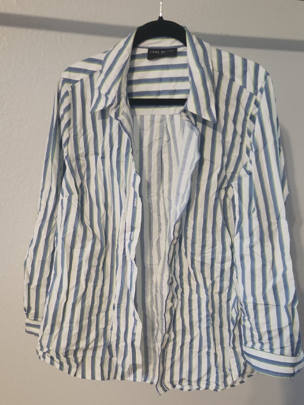 Lane Bryant White Shirt with Blue and Green Stripes 14/16
